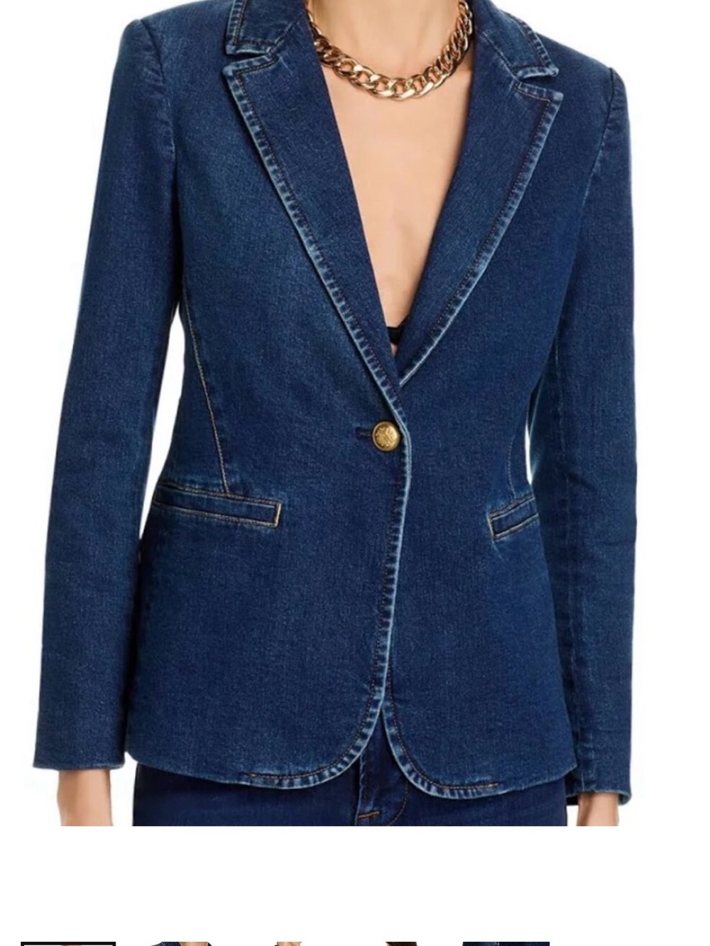 Alice + Olivia Dark Blue Denim Blazer Jacket